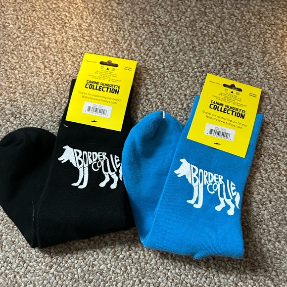 2 pairs of Foozys canine collection One size fits most adult socks Border Collie - Picture 2 of 4